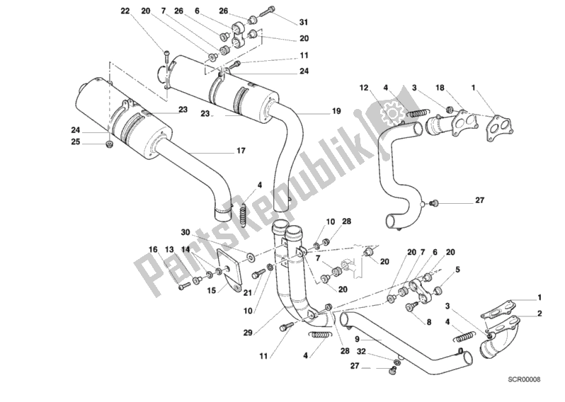 All parts for the Exhaust System of the Ducati Superbike 748 S 2000